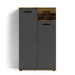 Schuhschrank in Anthrazit und Altholz Optik - Vlatu