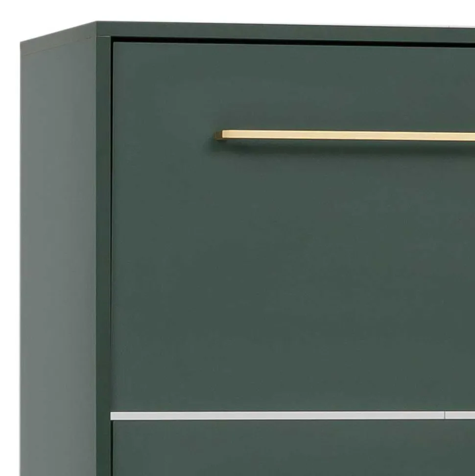 Schuhschrank in Dunkelgrün & Gold - Aqua