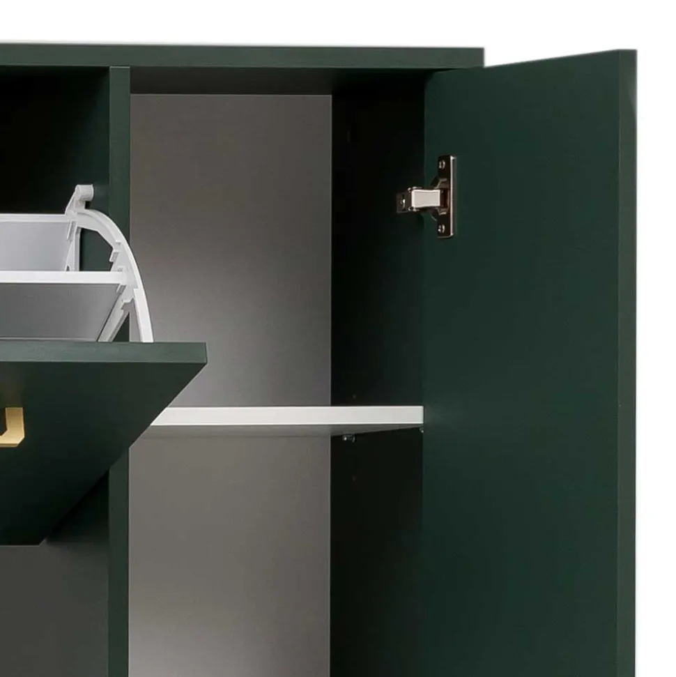 Schuhschrank in Dunkelgrün & Gold - Aqua
