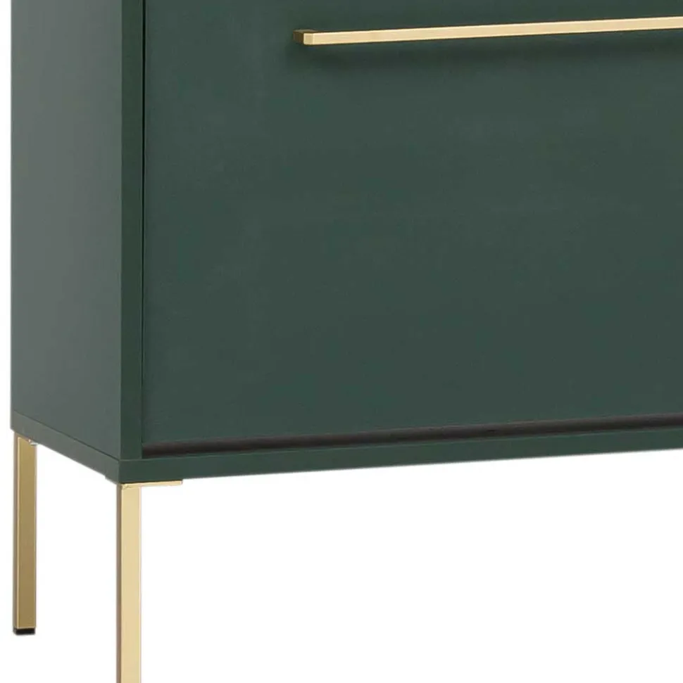 Schuhschrank in Dunkelgrün & Gold - Aqua
