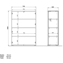 Schuhschrank in Graugrün mit Eiche - Bien