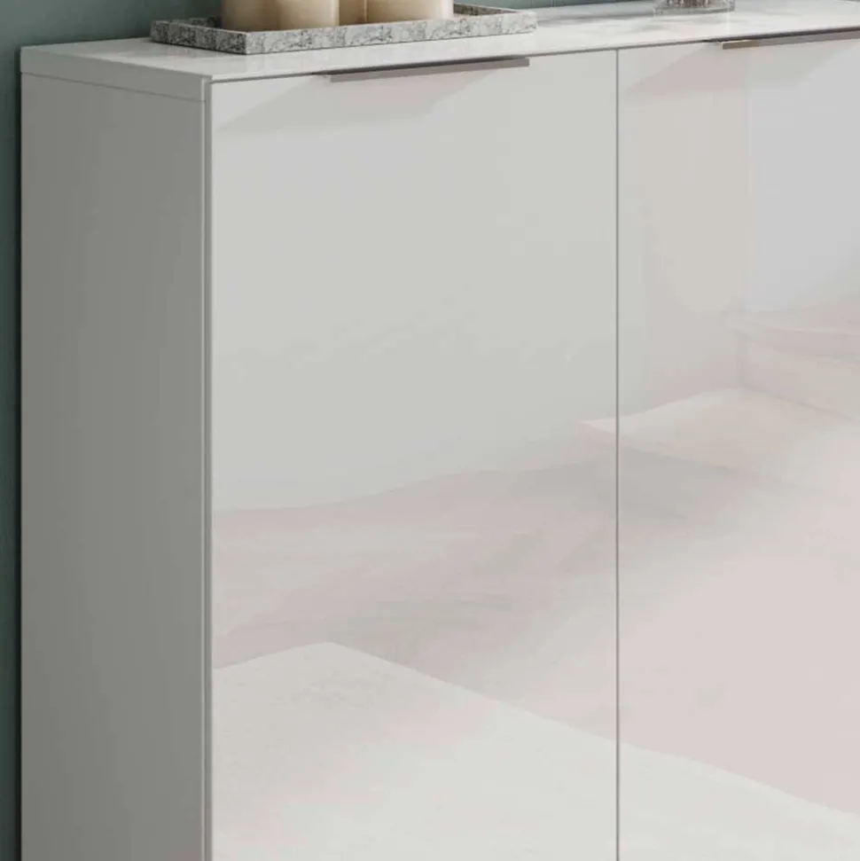 Schuhschrank in Weiß mit Glasbeschichtung - Kofi