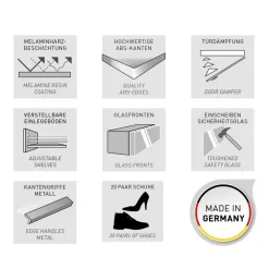 Schuhschrank in Weiß mit Glasbeschichtung - Kofi