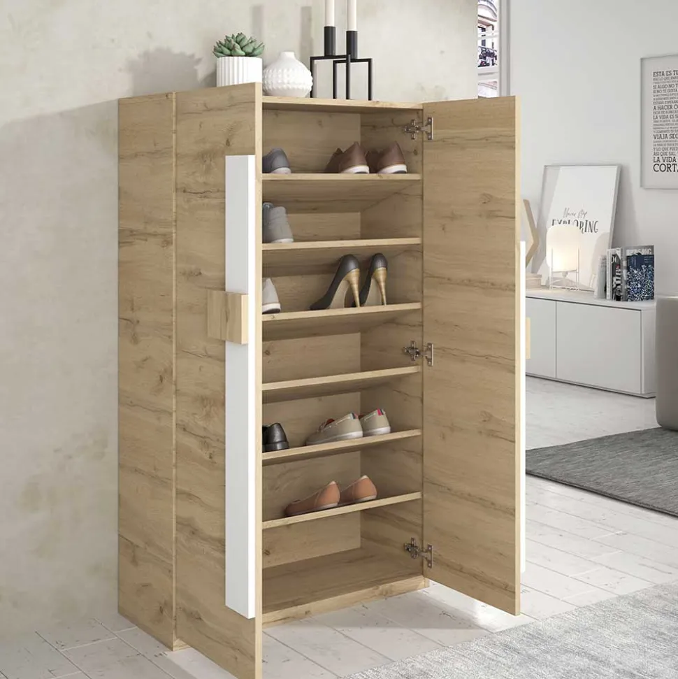 Schuhschrank in Wildeiche & Weiß - Salmanca