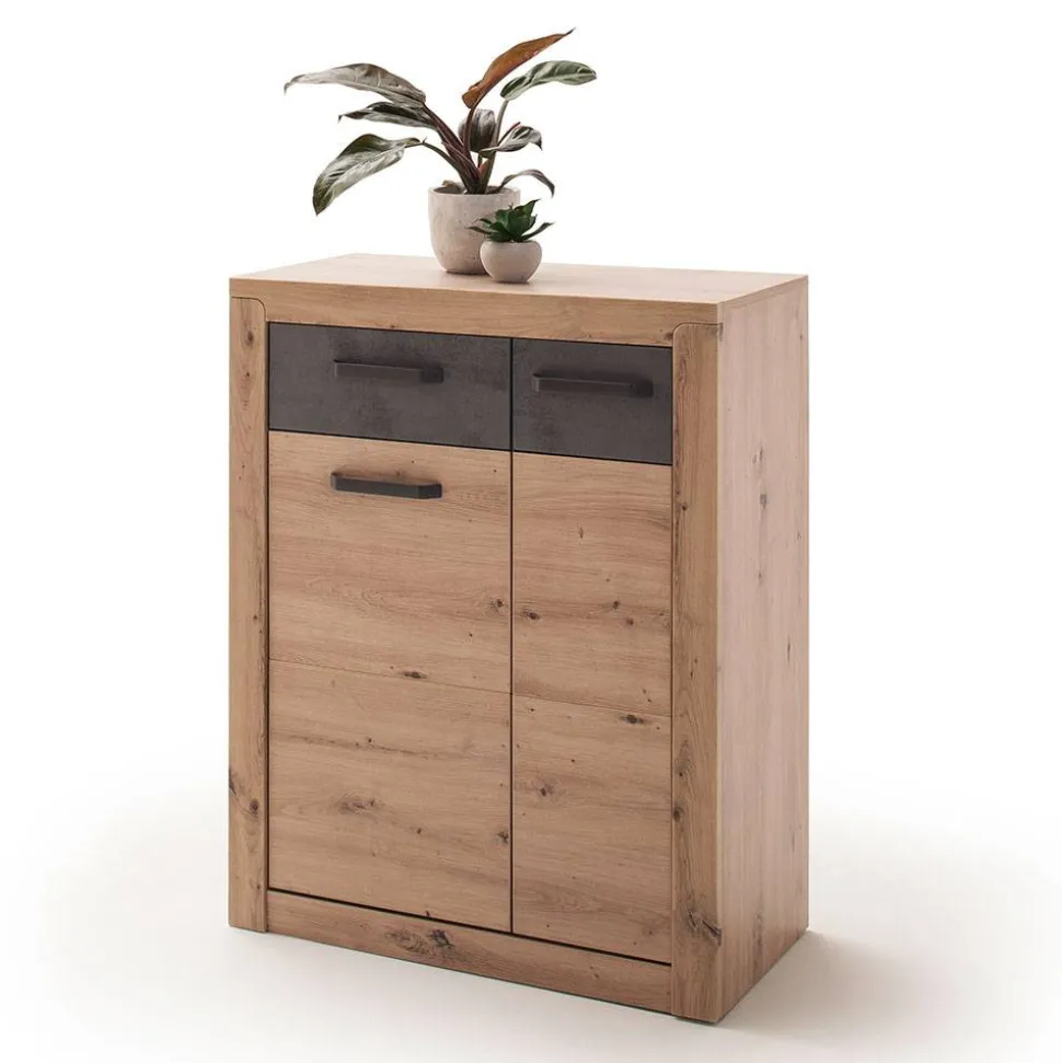 Schuhschrank in Wildeiche mit Dunkelgrau - Carry