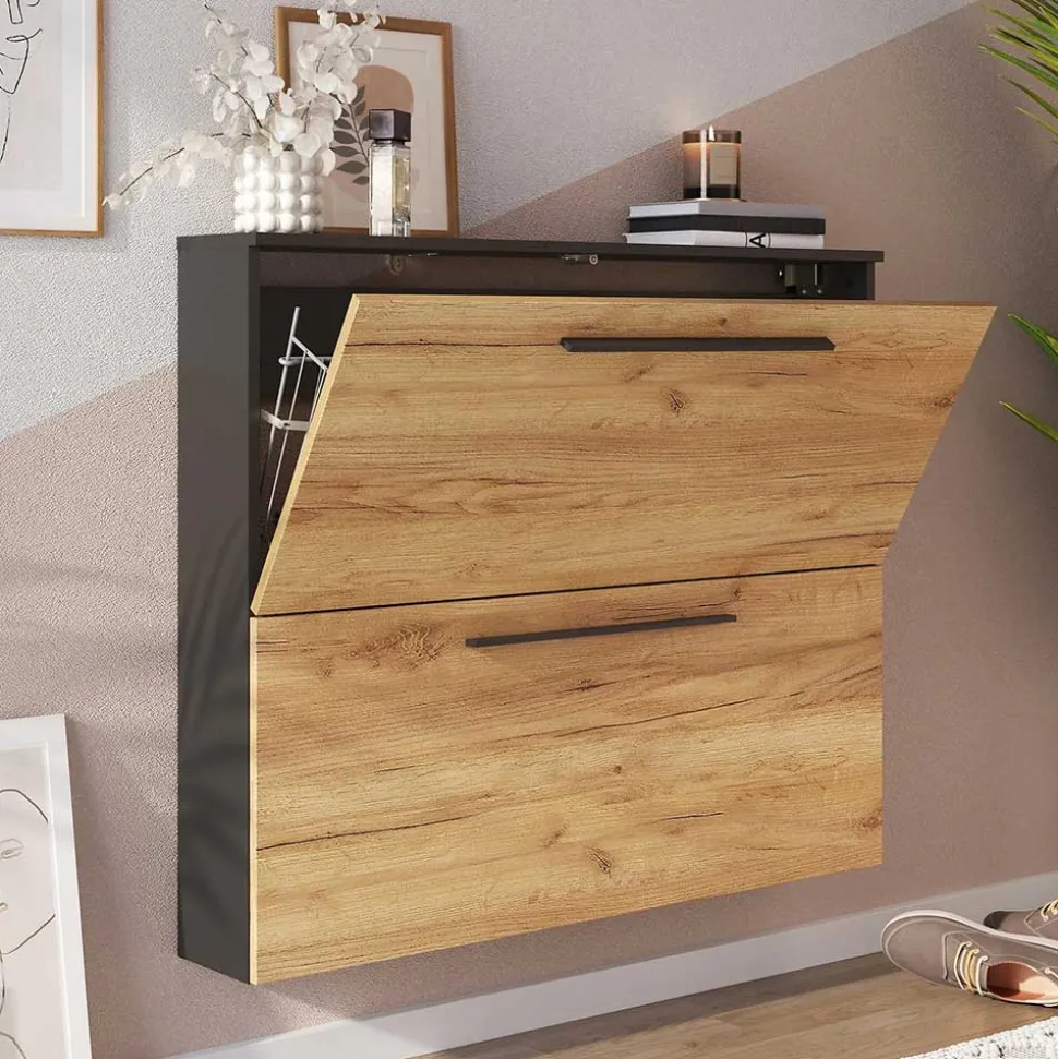 Schuhschrank in Wildeiche NB & Anthrazit - Lampione