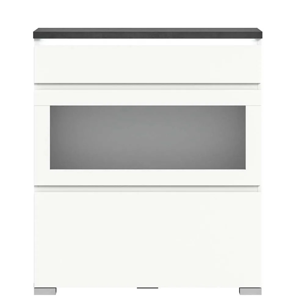 Schuhschrank mit Glas Klappe in Weiß - Suad