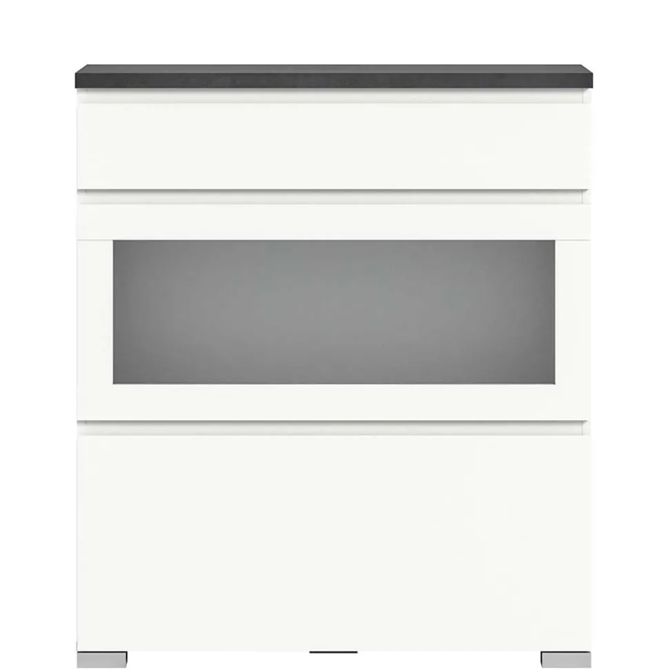 Schuhschrank mit Glas Klappe in Weiß - Suad