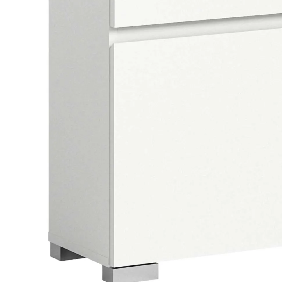 Schuhschrank mit Glas Klappe in Weiß - Suad