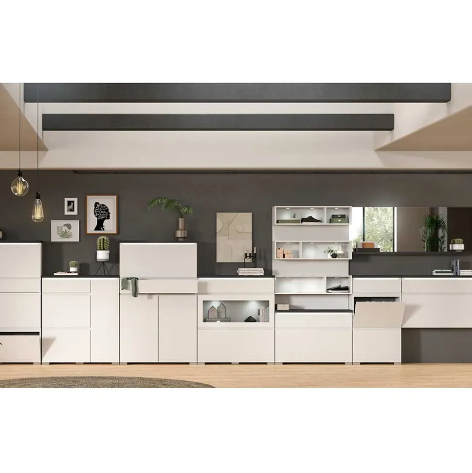 Schuhschrank mit Glas Klappe in Weiß - Suad