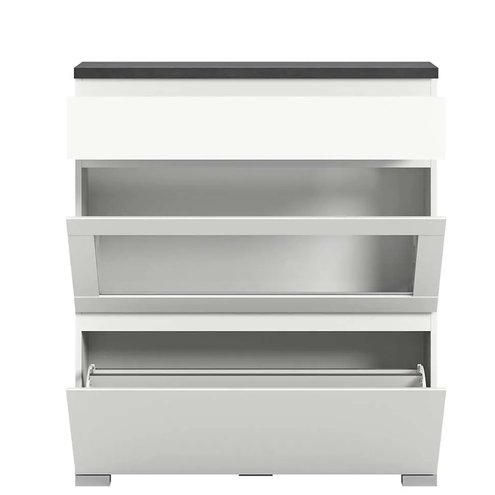 Schuhschrank mit Glas Klappe in Weiß - Suad