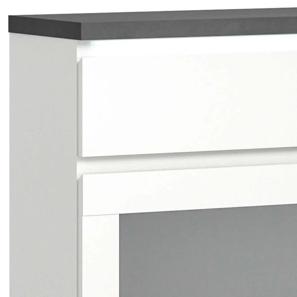 Schuhschrank mit Glas Klappe in Weiß - Suad