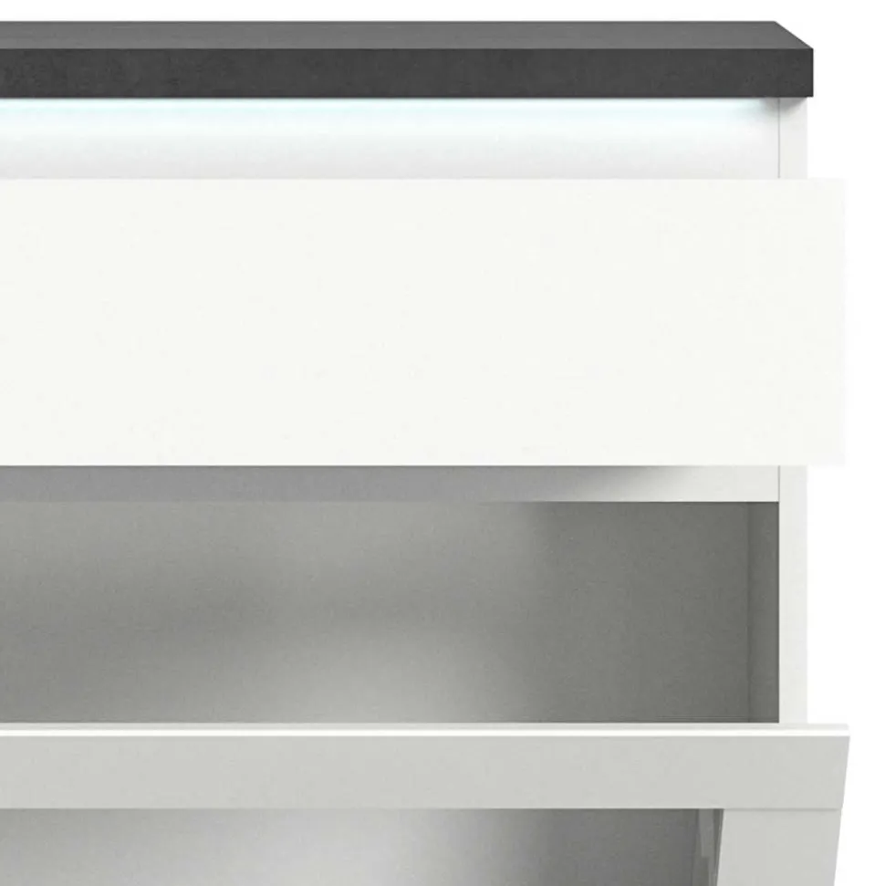 Schuhschrank mit Glas Klappe in Weiß - Suad