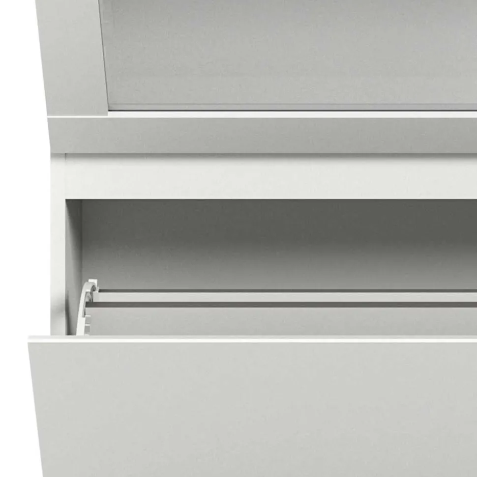 Schuhschrank mit Glas Klappe in Weiß - Suad