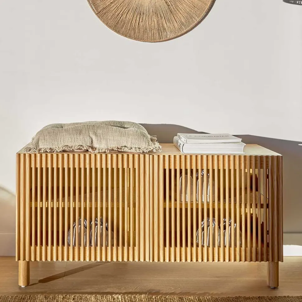 Schuhschrank mit Lamellen-Türen - Azuro