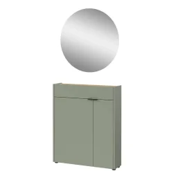 Schuhschrank mit Rundspiegel Set - Point (zweiteilig)