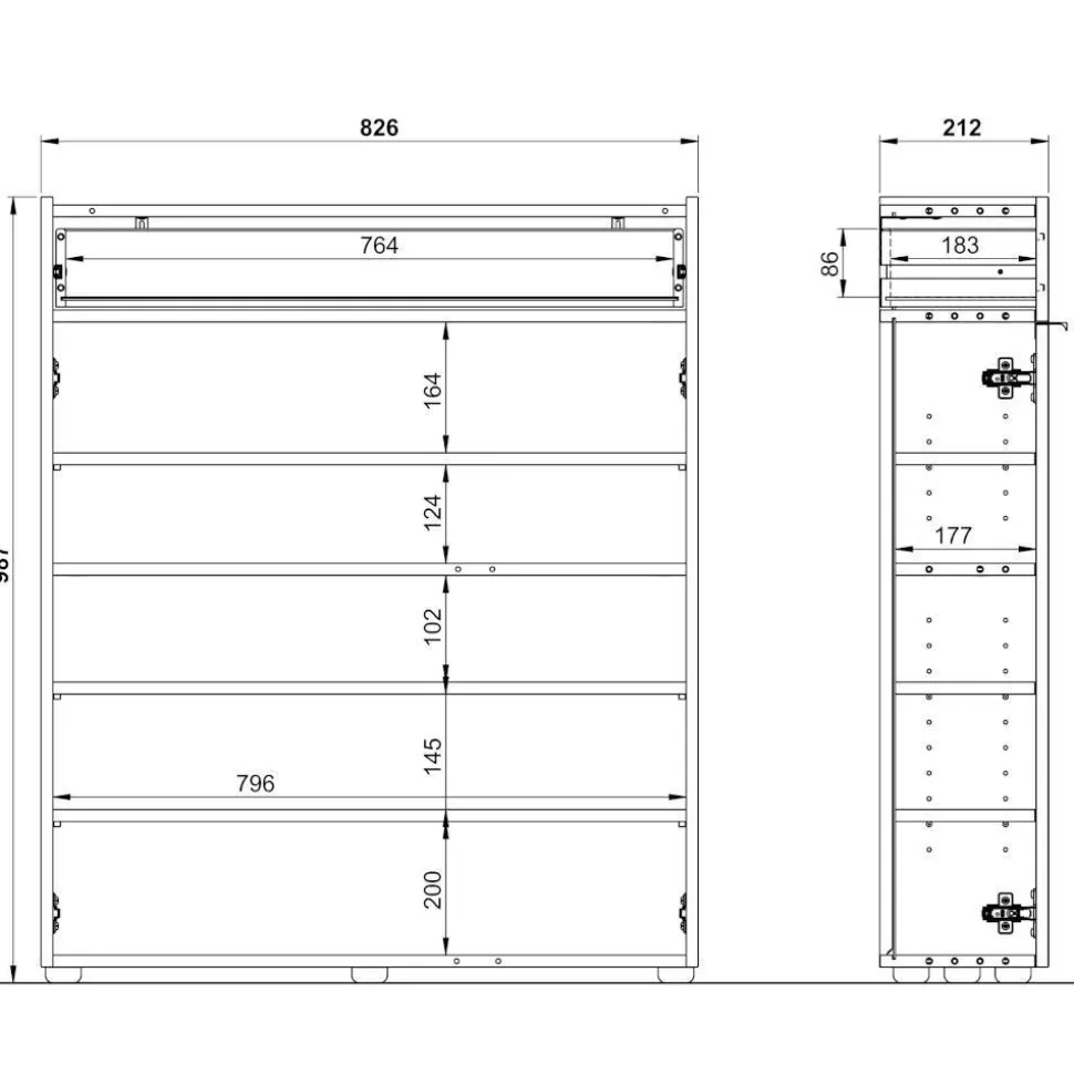 Schuhschrank mit Rundspiegel Set - Point (zweiteilig)