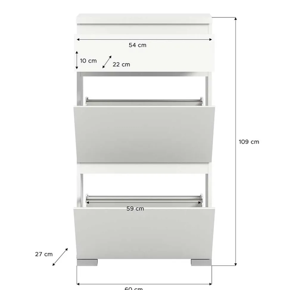 Schuhschrank mit Schublade und zwei Klappen - Dany