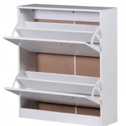 Schuhschrank mit zwei Klappen in Weiß - Aventi