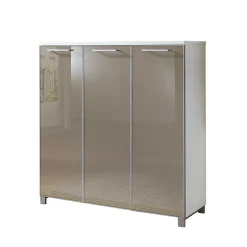 Schuhschrank Srocca in Taupe Weiß Glas beschichtet