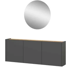 Schuhschrank und Rundspiegel Set - Calisian (zweiteilig)