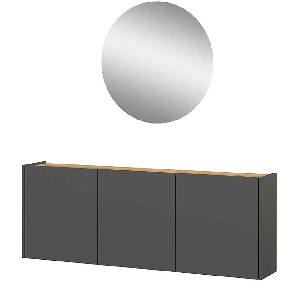 Schuhschrank und Rundspiegel Set - Calisian (zweiteilig)