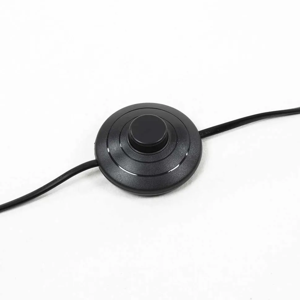 Schwarze Bogen Stehleuchte mit Textil-Schirm - Iljana