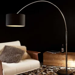 Schwarze Bogenleuchte mit Marmorplatte - Airana