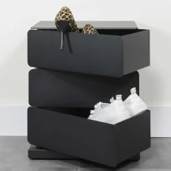 Schwarze Design Stahlkommode mit drei Schubladen - Zunil