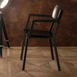 Schwarze Designstühle mit Armlehnen - Lejadro (4er Set)