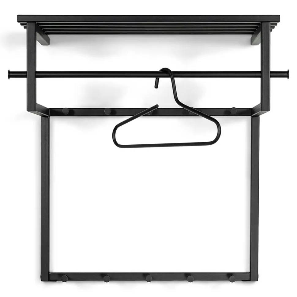 Schwarze Hängegarderobe aus Metall mit Hutboden - Estagel