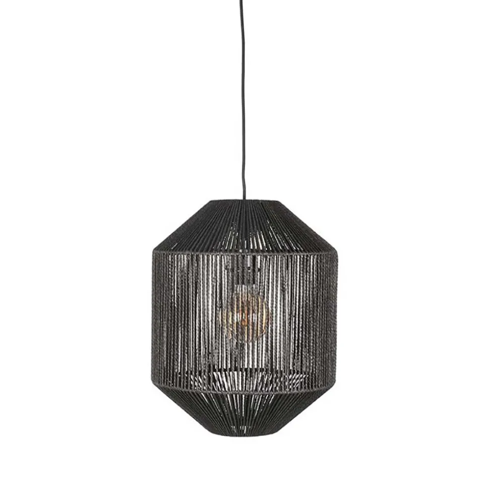 Schwarze Hängelampe aus Jute - Pandau
