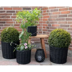 Schwarze Körbe aus Rattan Geflecht - Swan (vierteilig)