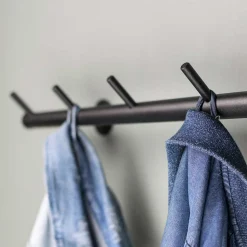 Schwarze Metallgarderobe mit 7 Haken - Kaserta