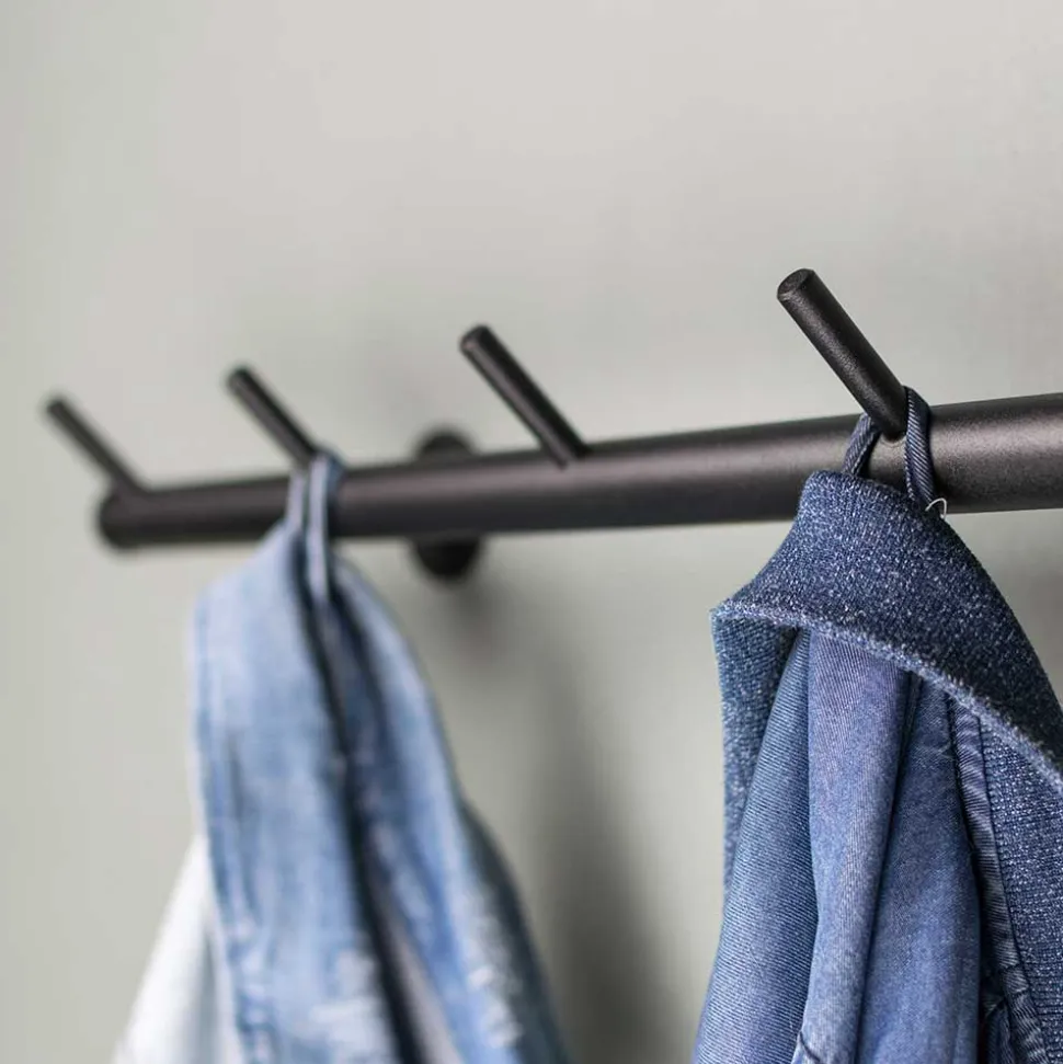 Schwarze Metallgarderobe mit 7 Haken - Kaserta