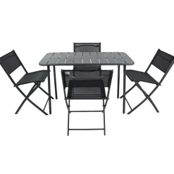 Schwarze Outdoor Essgruppe Set - Xenata (fünfteilig)