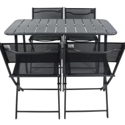 Schwarze Outdoor Essgruppe Set - Xenata (fünfteilig)