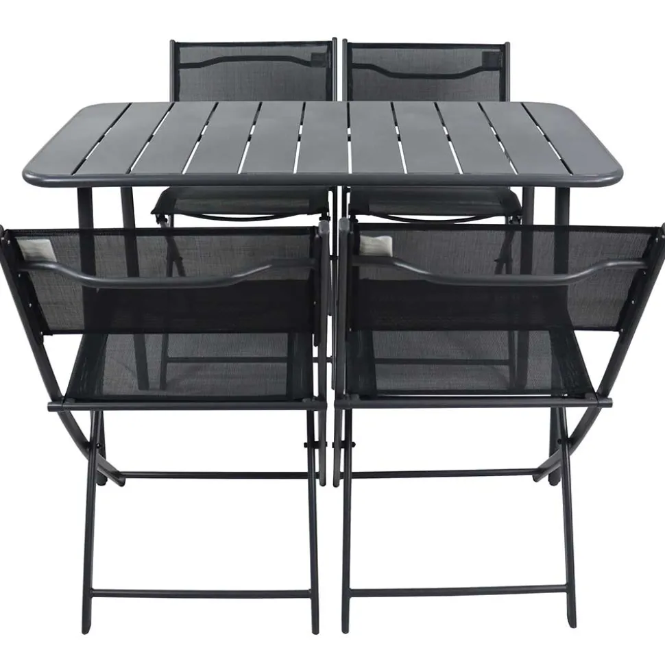 Schwarze Outdoor Essgruppe Set - Xenata (fünfteilig)