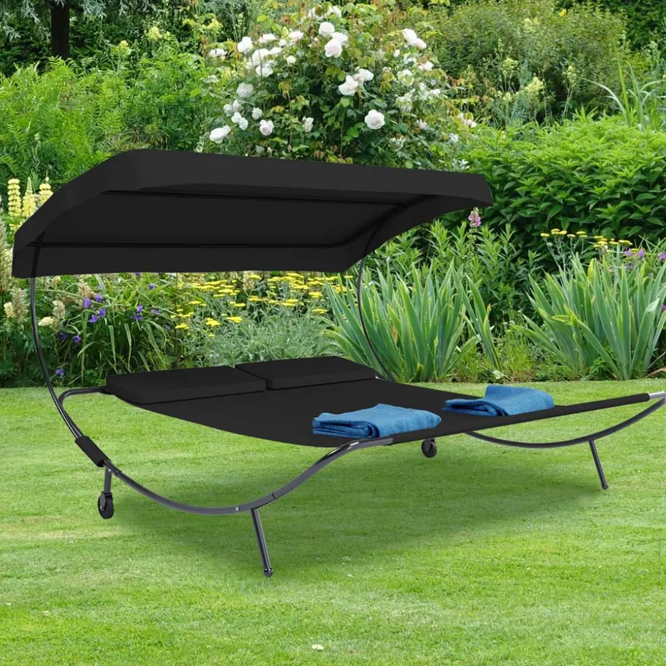 Schwarze Outdoorliege für zwei Personen - Valdi