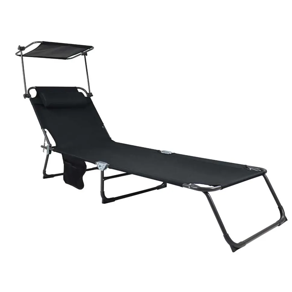 Schwarze Sonnenliege zusammenklappbar - Ambia