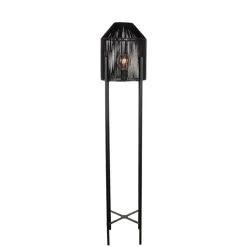 Schwarze Stehleuchte mit Jute Schirm - Pandau