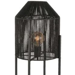 Schwarze Stehleuchte mit Jute Schirm - Pandau