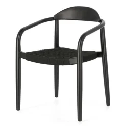 Schwarze Stühle aus Akazie & Kordel - Varioma (4er Set)