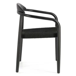 Schwarze Stühle aus Akazie & Kordel - Varioma (4er Set)