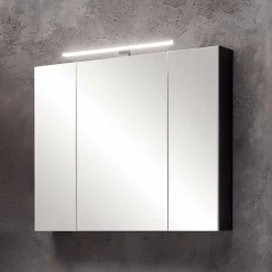 Schwarzer Bad-Spiegelschrank 3-türig - Riguna