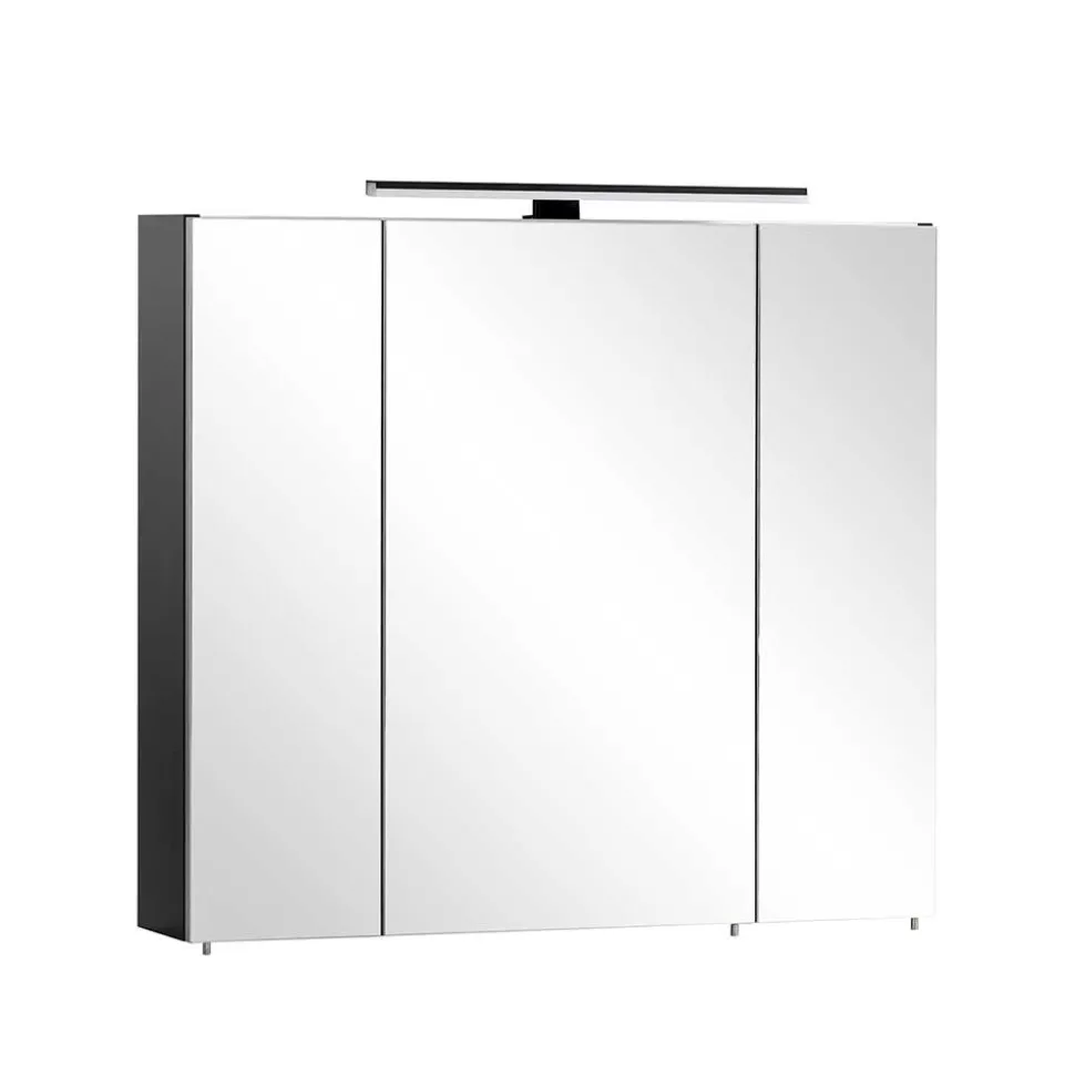 Schwarzer Bad-Spiegelschrank 3-türig - Riguna