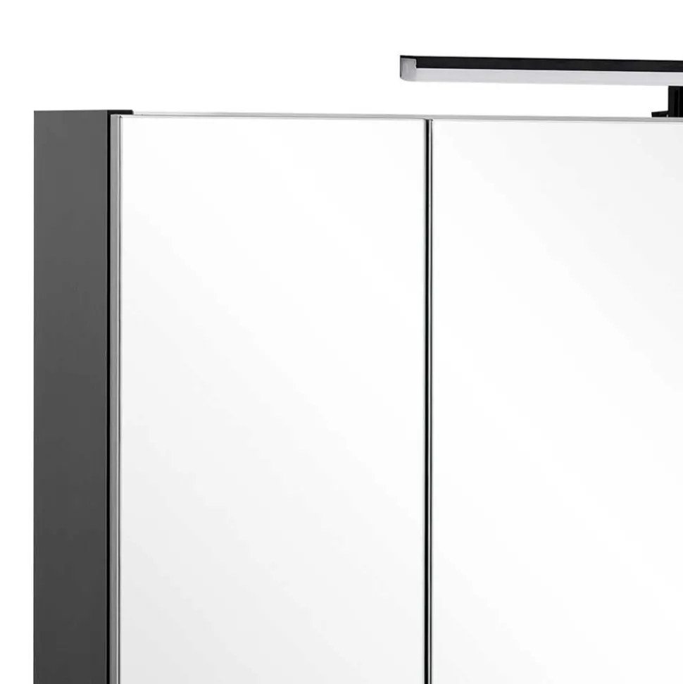 Schwarzer Bad-Spiegelschrank 3-türig - Riguna