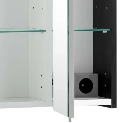 Schwarzer Bad-Spiegelschrank 3-türig - Riguna