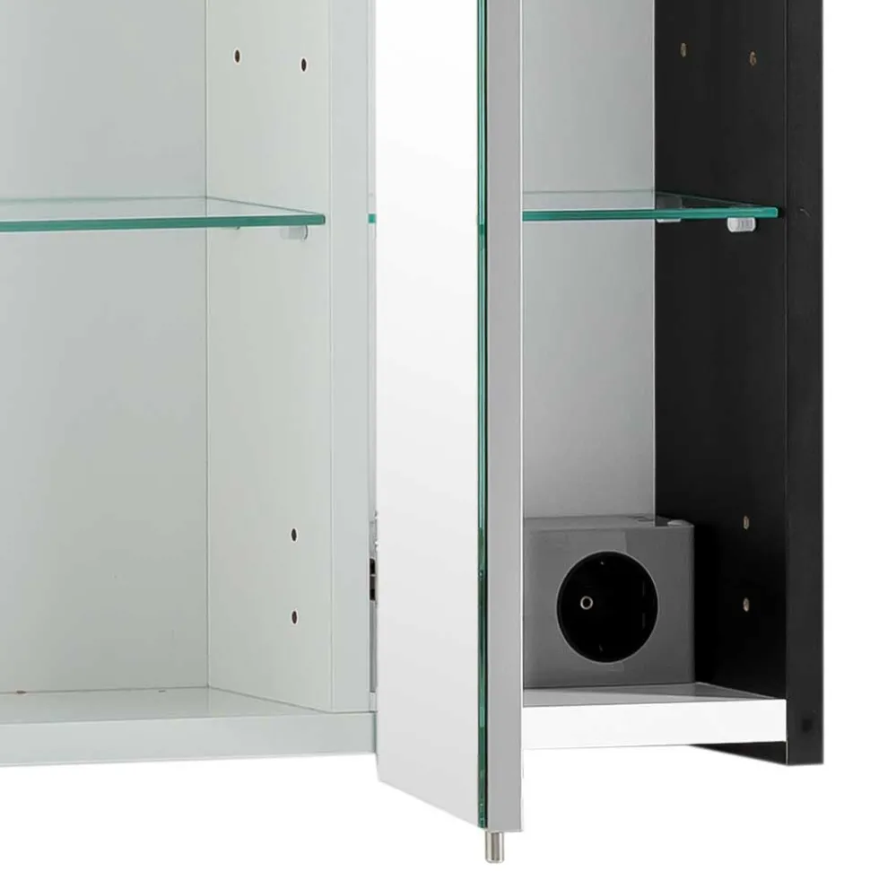 Schwarzer Bad-Spiegelschrank 3-türig - Riguna
