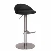 Schwarzer Barhocker Rissino mit Edelstahl-Gestell höhenverstellbar